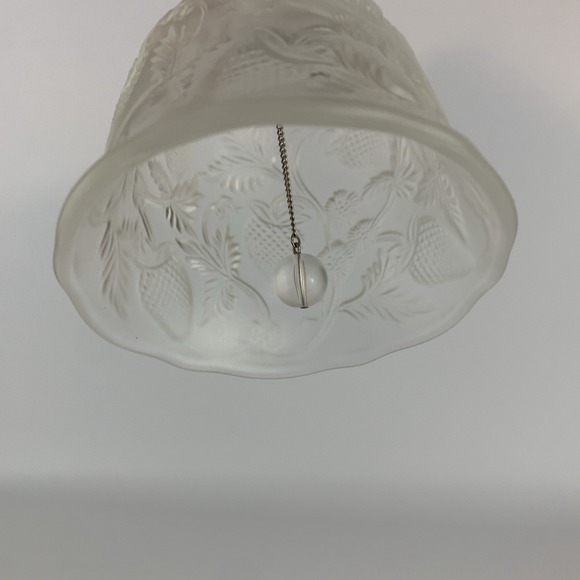 Vintage Fenton Strawberry Pressed Pattern Satin Glass Bell 6" - Picture 11 of 12